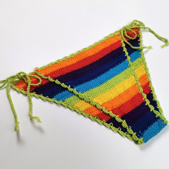 Handmade 80s Rainbow Crochet String Bikini - Picture 7 of 10